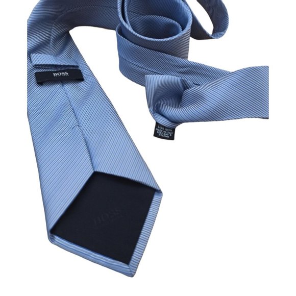 HUGO BOSS Blue Striped Silk Tie ITALY 60"/ 3.4" EC - Picture 7 of 9